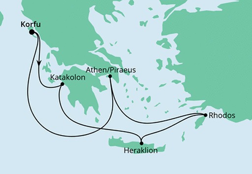 mapa AIDAblu rejs Greckie Wakacje