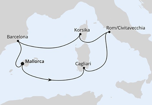 mapa AIDAcosma Śródziemnomorskie Krajobrazy