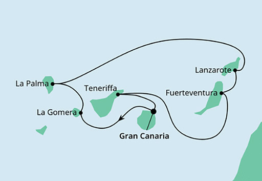 mapa AIDAmar Wyspy Kanaryjskie z La Gomerą