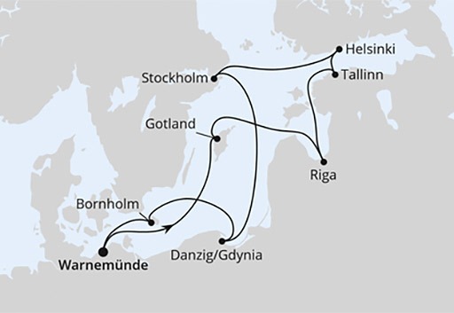 mapa AIDAmar rej Miasta Morza Bałtyckiego