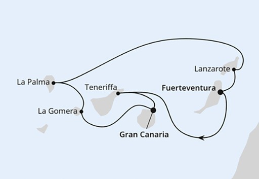 mapa AIDAblu rejs Wyspy Kanaryjskie z La Gomerą